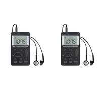 Zhdbchyuu 2X Radio Portátil FM/Am Doble Banda Estéreo Digital Mini Receptor de Radio Portátil con Pantalla LCD Batería Recargable