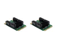 Zhdbchyuu 2X Tarjeta Adaptadora de Disco Duro PCIe una 4 Puertos SATA3.0 6Gbps Mini PCI Express una Tarjeta de ExpansióN del Controlador 3,1
