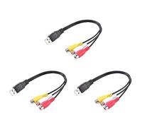 Zhdbchyuu 3Pc USB Macho Conector Una 3 Adaptador de Audio Convertidor de Video AV. Una/V Cable USB Una Cable para HDTV TV Cable de TelevisiÓN Cable