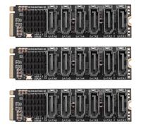 Zhdbchyuu 3X M.2 MKEY PCI-e Riser Card M.2 NVME una SATA3.0 PCIE una 6Gpbsx6-Port Expansion Card ASM1166