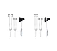 Zhdbchyuu 4x Dipasón Neurológico, 128 Hz + 256 Hz Plateado, Diapasones Ponderados por el Cuerpo de Aleación de Aluminio para el Juego de Chakras Curativos