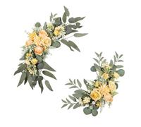 ZHDOKA 2 Piezas de Flores de Boda, Hojas Artificiales de Eucalipto de Peonía, Flores de Esquina, Guirnaldas Florales de Vegetación Sintética, Carteles Románticos de Ceremonia de