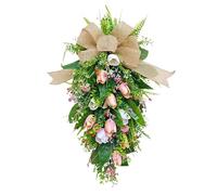 ZHDOKA 21.6in Tulipanes Artificiales Lágrimas Lágrimas Botas con Arcilla de Arpillera, Tulipanes de Primavera Hechos a Mano con Hojas Verdes, Tulipan
