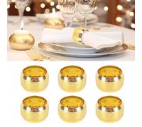 ZHDOKa 6 Servilleteros Dorados, Servilleteros Redondos de Metal, Hebillas de Servilletas de Aleación Simple, Servilleteros Delicados, Anillos para Halloween, Boda, Navidad, Cena, Fiesta, Decoración de