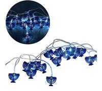 ZHDOKA Decoración de Hanukkah - Cadena de luces para menorah Dreidel, 10 pies, 20 luces LED de Hanukkah para judaísmo judío, Hanukkah Janucá, Pascua y Shabat, decoración de adorno