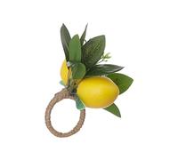 ZHDOKa Servilleteros de Limón de 1.8 In, 6 Servilleteros de Hoja de Vid de Limón, Servilletero de Fruta Falsa, Hebilla de Servilleta de Fruta de Verano Amarilla para Boda, Banquete,(2 limones)