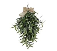 ZHDOKA Swag de Lágrima de Olivo Artificial de 23.6 Pulgadas, Botín Floral de Primavera y Verano con Hojas de Olivo Verdes y Frutos de Olivo, Corona Decorativa Montada en la Pared