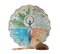 ZHDOKA Tambor chamán, tambor de mano de diseño de árbol de la vida de 10 pulgadas con palo, tambor de luna de alquimia de chamán instrumental, tambor de chamán sanador de sonido