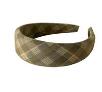 ZHEBO - Diadema de esponja a cuadros para mujer, estilo coreano retro | Esponja de poliéster hecha a mano con relleno de tela a cuadros, 4 cm de ancho, color azul, verde, marrón, caqui, azul marino