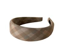ZHEBO - Diadema de esponja a cuadros para mujer, estilo coreano retro | Esponja de poliéster hecha a mano con relleno de tela a cuadros, 4 cm de ancho, color azul, verde, marrón, caqui, azul marino