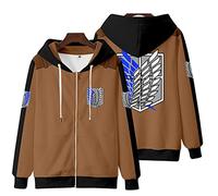 zhedu Aot para Hombre Sudaderas con Capucha Anime Harajuku, Moda con Cremallera, Manga Larga, Shingeki No Kyojin, Ropa De Calle Unisex (M,Color 2)