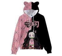 zhedu Kamado Nezuko Cosplay Disfraz Sudaderas con Capucha Lindas Orejas De Gato Sudaderas 3D Impreso Dibujos Animados Anime con Capucha Harajuku Streetwear Kawaii Mujeres Sudadera (XXS,Color 01)