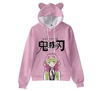 zhedu Kamado Nezuko Cosplay Disfraz Sudaderas con Capucha Lindas Orejas De Gato Sudaderas 3D Impreso Dibujos Animados Anime con Capucha Harajuku Streetwear Kawaii Mujeres Sudadera (XXS,Color 06)