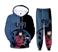 zhedu Unisex Anime Kamado Nezuko Sudadera con Capucha Set 2 Piezas Sudadera + Pantalones Hombres Mujeres Traje De Cosplay (M,Giyuu Tomioka)