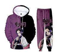 zhedu Unisex Anime Kamado Nezuko Sudadera con Capucha Set 2 Piezas Sudadera + Pantalones Hombres Mujeres Traje De Cosplay (M,Kochou Shinobu)