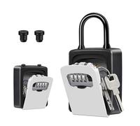 ZHEGE Caja Fuerte para Llaves, Caja con Candado Numerico, Caja de Seguridad, Cajetin Llaves con Asa, 5 Claves, Candado Guarda Resistente a la Intemperie (Plata)