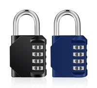 ZHEGE Candado con Combinacion, Candados con Claves de 4 Dígitos para Taquillas de Gimnasio, Taquillas Escolares, Candado Combinacion Exterior para Puerta de Valla, Cobertizo (2 Piezas, Negro y Azul)
