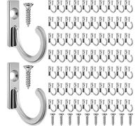 ZHEHAO 100 ganchos para llaves pequeños montados en la pared, ganchos individuales con 110 tornillos para colgar sombreros, bufandas, bolsas (plateado)