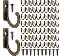 Zhehao 100 piezas de ganchillo simple de pared ganchos para vestir, ganchos de abrigo y 110 piezas tornillos para llave colgante, ganchos de joyería (Bronze)