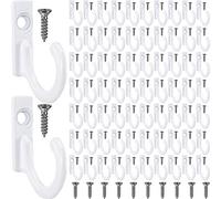 Zhehao 100 piezas de ganchillo simple de pared ganchos para vestir, ganchos de abrigo y 110 piezas tornillos para llave colgante, ganchos de joyería (blanco)