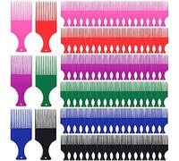 Zhehao 120 púas de cabello para cabello rizado de plástico de 5.7 pulgadas, púas afro de dientes anchos, peine afro suave, estilo peluquería, suministros de peluquería para mujeres y hombres, cabello