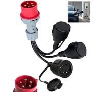 ZHEHNSA Adaptador CEE 16A 400V a 230Vx3 cobre puro Cable de extensión de alta resistencia CEE Adaptador para camping con tapa abatible y enchufe de protección, caravanas industriales de exterior