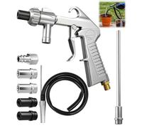 ZHEHNSA Juego de pistola chorro de arena con boquilla larga, calibre 5 mm/6 mm, transportador de succión, manguera de goma de 1 m, conexión de entrada de aire, desengrasante y agente de limpieza