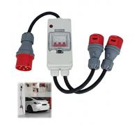 ZHEHNSA resistente Adaptador 32A a 16A X2 400 V con disyuntor, cobre puro 5 pines 1,5 M acoplamiento IP44 dispensador de alimentación resistente, adaptador CEE 16a para la industria de autocaravanas