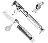 ZHEHUA Cerradura puerta corredera, Cerradura de Gancho para Empotrar, Aluminio, Con llave,Color plateado,Medidas: 181 x 23mm