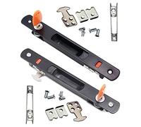 ZHEHUA Juego de 2 Cierres Embutidos con Gancho y Llave - Aleación de Zinc, Negro, para Puertas Correderas de Aluminio/Vidrio (198x25 mm)