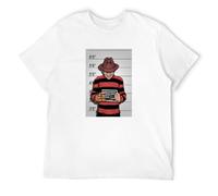 zhen xin cai Fwqw Freddy Krueger T-Shirt Police Line Up Horror Movie Retro Film Cartoon Murder Short-Sleeved Shirt Top T-Shirt White3XL