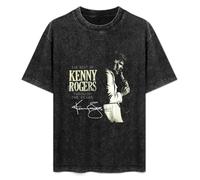 zhen xin cai Kenny Rogers Thank You Memories Mens Casual Cotton Tees Black Tops T-Shirt Black M
