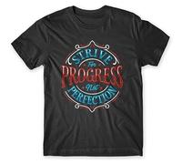 zhen xin cai Strive for Progress Not Perfection T-Shirt Top T-Shirt Black XL