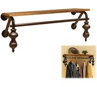 ZHENCHAO Perchero de Pared Industrial con Estante de Madera, Organizador de Metal Resistente para Dormitorio, Perchero Multifuncional para exhibición de Ropa.