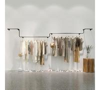 ZHENCHAO Perchero de Pared Resistente, Organizador Industrial de Hierro Negro para Armario.