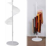 ZHENCHAO Perchero metálico en Espiral para Bufandas, con 30 Varillas para Cinturones, Pantalones y Mantas. Expositor de Suelo Compacto para Tiendas de Ropa y soluciones de organización del