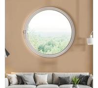 ZHENCHAO Ventana corredera Redonda giratoria 360°, de Cristal Templado y Marco de Aluminio, Ideal para baño, Cocina, Dormitorio y salón (Blanco, 100 cm/39,4 Pulgadas)
