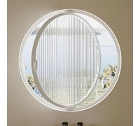 ZHENCHAO Ventana corredera Redonda giratoria de 360° de Cristal Templado con Manilla, Ventana pivotante giratoria de Aluminio, para baño, Dormitorio y salón (Blanco, 100 cm/39,4 Pulgadas)