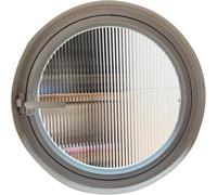 ZHENCHAO Ventana de cobertizo con Ojo de Buey Redondo Giratorio de Eje Central, con ventilación y privacidad de Vidrio Templado a Rayas, para baño, Dormitorio y Sala de Estar (100 cm/39,4")