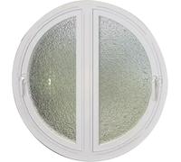 ZHENCHAO Ventana de cobertizo con rotación Circular de 90°, Dos portillas de ventilación Laterales para privacidad, Vidrio Templado con ondulación de Agua (Blanco, 70 cm/27,6")