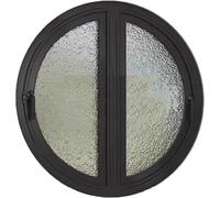 ZHENCHAO Ventana de cobertizo con rotación Circular de 90°, Dos portillas de ventilación Laterales para privacidad, Vidrio Templado con ondulación de Agua (Negro, 100 cm/39,4")