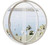 ZHENCHAO Ventana de Ojo de Buey Redonda giratoria con Eje Central, Gran Ventana empotrada para cobertizo, para privacidad y Control de luz (Vidrio Transparente, 100 cm/39,4")