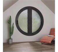 ZHENCHAO Ventana de Vidrio Templado con Efecto ondulación, con rotación de 90°, Ideal para decoración, ventilación y privacidad (Negro, 50 cm/19,7")