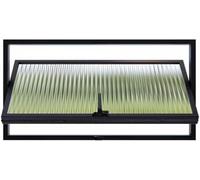 ZHENCHAO Ventana Rectangular de Metal empotrada con Vidrio Acanalado, Ventana de cobertizo con Eje Central Giratorio de 360°, manija y burlete (Negro, 100 x 40 cm/39,37 x 15,79 Pulgadas)