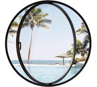ZHENCHAO Ventana Redonda con rotación de 360°, Ventana abatible giratoria de Aluminio con Manilla, Ventana corredera de Vidrio Templado, Ventana de ventilación Decorativa, para Cocina, Dorm