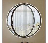 ZHENCHAO Ventana Redonda giratoria de 360° Fabricada en Vidrio de Seguridad, con Manilla Deslizante y Hoja abatible de Aluminio, para baños, dormitorios y Salas de Estar (Negro, 100 cm)