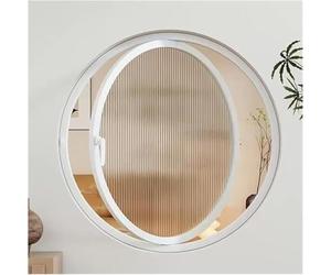 ZHENCHAO Ventana Totalmente giratoria Fabricada en Vidrio Resistente a los arañazos y aleación de Aluminio, Ventana Decorativa con Manilla (Blanca, 50 cm).