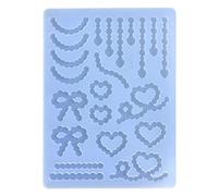 ZHENGCI Decoratieve - Molde de silicona con forma de corazón y cadena de perlas, diseño de geometría