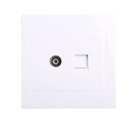 ZHENGCI Panel Adaptador RJ45 + antena de TV coaxial para montaje en pared, placa frontal