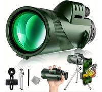 ZHENGE Telescopio monocular de 80 x 100 pulgadas con clip para teléfono y trípode, ideal para acampar al aire libre, observación de aves y observación de vida silvestre
